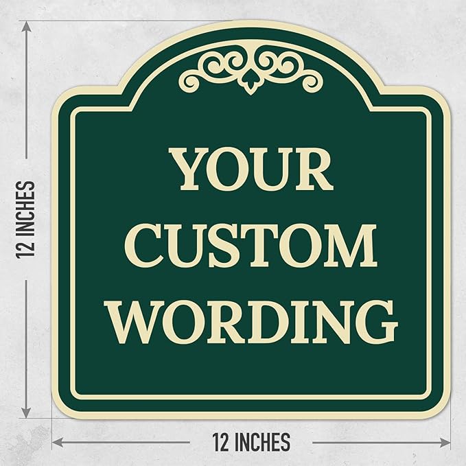 Custom Decorative Sign, Personalized Metal Sign for Business, Driveway, Home, Airbnb, Office Door Plaque,Green Background,12x12 Inches, ACM, Fade Resistant, Made in USA