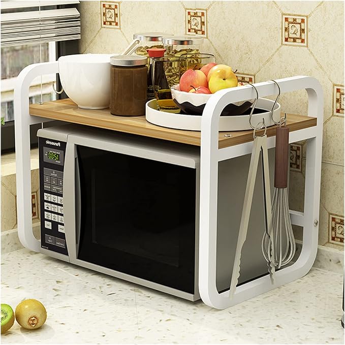 Microwave Storage Rack Microwave Oven Rack Kitchen Storage Shelf Kitchen Organiser Shelf Island Shelf for Oven Toaster Stand White