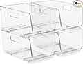 Sorbus Stackable Storage Bins Open Front - Clear Stackable Storage Bins - Pantry Bins for Storage and Organization - Acrylic Stackable Bins for Kitchen - Clear Pantry Organizer Bins (Medium 4 Pack)