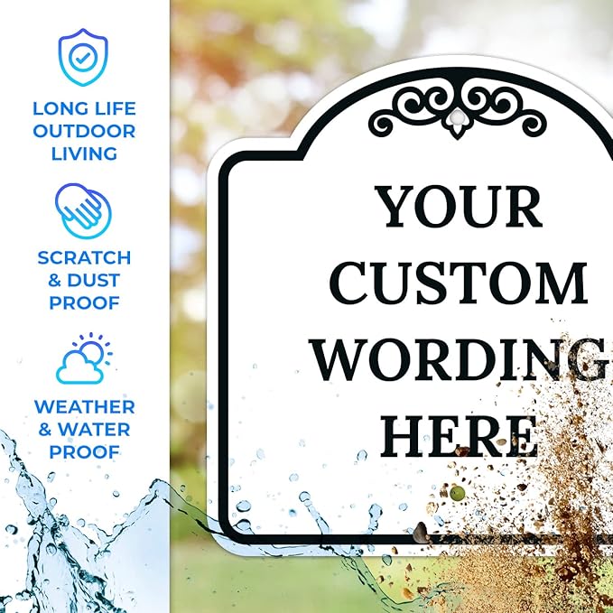 Custom Decorative Sign, Personalized Metal Sign for Business, Driveway, Home, Airbnb, Office Door Plaque,Black Border, 18x18 Inches, ACM, Fade Resistant, Made in USA