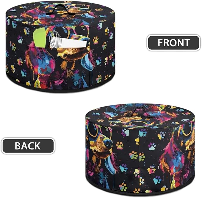 Dachshund Dog Paw Print Slow Cooker Dust Cover with Storage Pocket and Handle Easy to Use Kitchen Appliances Accessory Rice Cooker Cover Fit Most 6/7/8 Quart Air Fryer