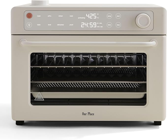 Our Place Wonder Oven Pro | 8-in-1 Digital Air Fryer & Countertop Oven with Basket, Rack, Pan & Tray | 3-Rack, 32 QT Capacity - Air Fry, Toast, Roast, Bake, Reheat, Broil, Proof & Dehydrate | Cream