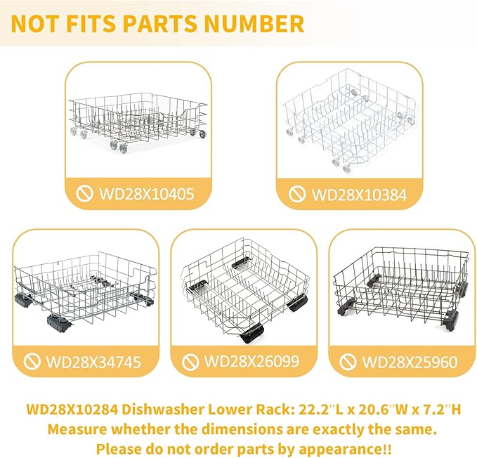 Allstare WD28X31819 WD28X10284 Dishwasher Lower Rack Replacement Parts for GE Dishwasher Parts Lower Dishrack Assembly with Wheels ADW1100N10WW GSD2100V55BB GE Dishwasher Bottom Rack