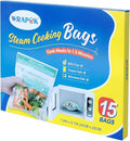 Microwave Steamer Bags 15 Pack Zip Steam Vegetable Cooking Bag for Potatoes Meat, 7.9 X 8.7 Inches