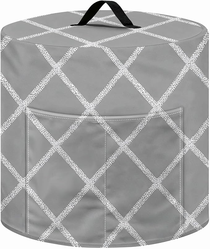 Kitchen Appliance Accessories Dust Cover for 3-6-8 Quart Instant Pot, Pressure Cooker, Air Fryer & Crock Pot,Decorative Appliance Cloth Cover with Top Handle & Storage Pockets (Grey, 8 Quart)