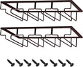 MOCOUM Wine Glasses Rack Under Cabinet Stemware Rack, Wine Glass Hanger Rack Wire Wine Glass Holder Storage Hanger for Cabinet Kitchen Bar (Brown, 4 Rows 2 Pack)
