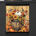 Dishwasher Magnet Cover Front Dishwasher Cover Decoration Reusable Magnetic Door Cover Panel Decal Home Appliances Stickers Kitchen Refrigerator Fridge Retro Wooden Fall Bird 23"x26"