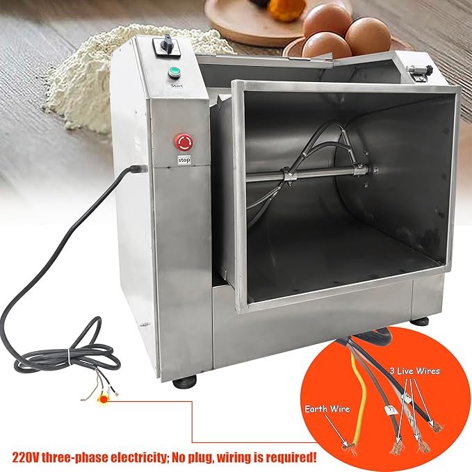 INTSUPERMAI 220V Commercial Dough Mixer Machine 50 KG Kneading Capacity 75L Electric Food Flour Mixer 4000W/5.36HP for Dough Mixing Kneading for Schools Bakeries Restaurants Pizzerias