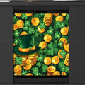 Hat Gold Coin Clover Glow Dishwasher Magnet Cover, Reusable Refrigerator Panel Stickers Microwave Front Door Covers Magnets for Kitchen Home Appliances Holiday Party Decorations 23 X 26 in