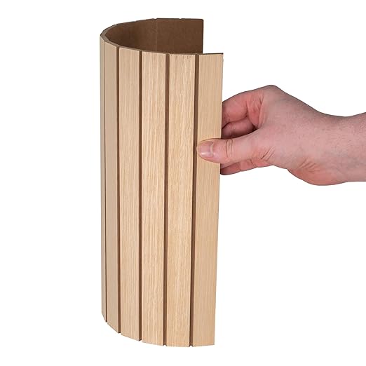 4ft x 4ft Unfinished White Oak Veneer Flexible Tambour Wall Panel with 1" 30-Degree Groove Slats, Flexible & Customizable