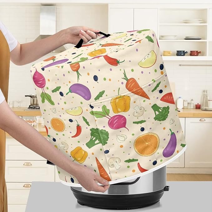 Fruits and Vegetables Print Kitchen Appliance Cover Pressure Cooker Cover 6 qt,Dust Cover with Pockets for Electric Pressure Cooker Air Fryer Rice Cooker Steamer Toaster Oven