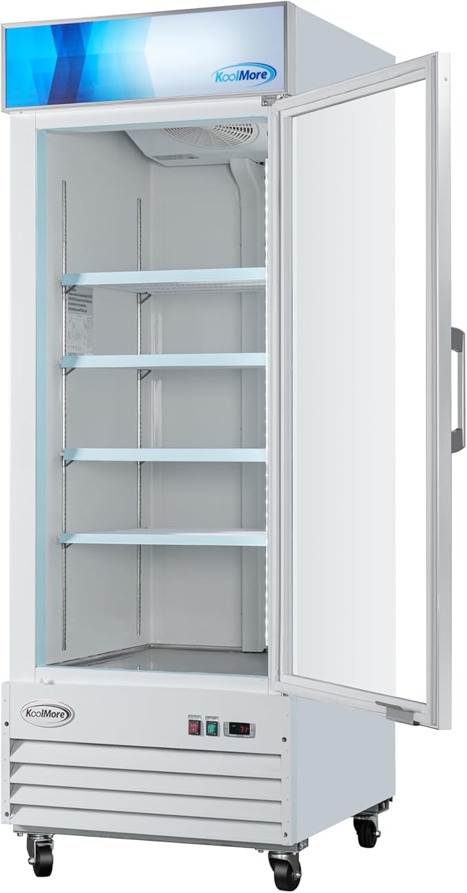 KoolMore 31 in. Commercial One Glass Door Display Upright Freezer Merchandiser in White 23 Cu. Ft. (MDF-1GD-23C-WH)