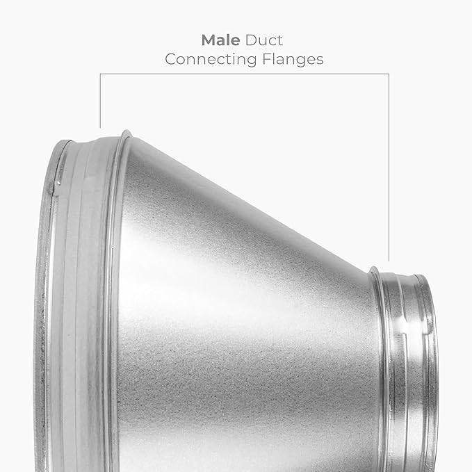12"" to 6"" Inch Round Duct Reducer - Galvanized Steel Pipe Increaser - Coupling for Round Duct Ventilation Systems - Heating & Cooling, HVAC, Gray