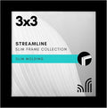 Americanflat 3x3 Picture Frame with Polished Crystal-Clear Glass - Streamline Collection - Thin Border Square Frame for Tabletop Display - Easel Stand Included - Black