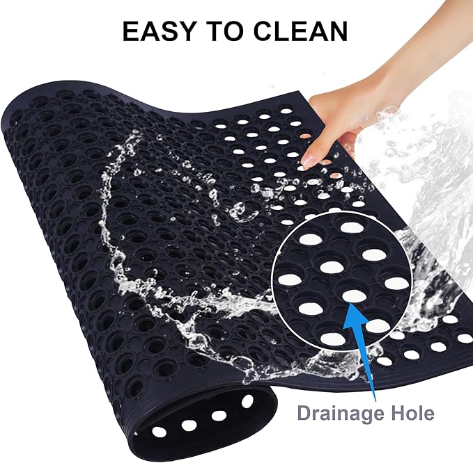 OrangeStar Anti-Fatigue 4-Pack Rubber Floor Mat, 24”x36” Restaurant Kitchen Commercial Drainage Mats, Non-Slip Door Mat w/Holes for Indoor Outdoor Bar Pool, Black