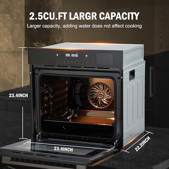 24 in Built-in Electric Wall Oven,Single Convection Oven with 70 L(2.5Cu.ft) Capacity,8 Cooking Modes & Touch Control for Baking, Roasting,Stainless Steel