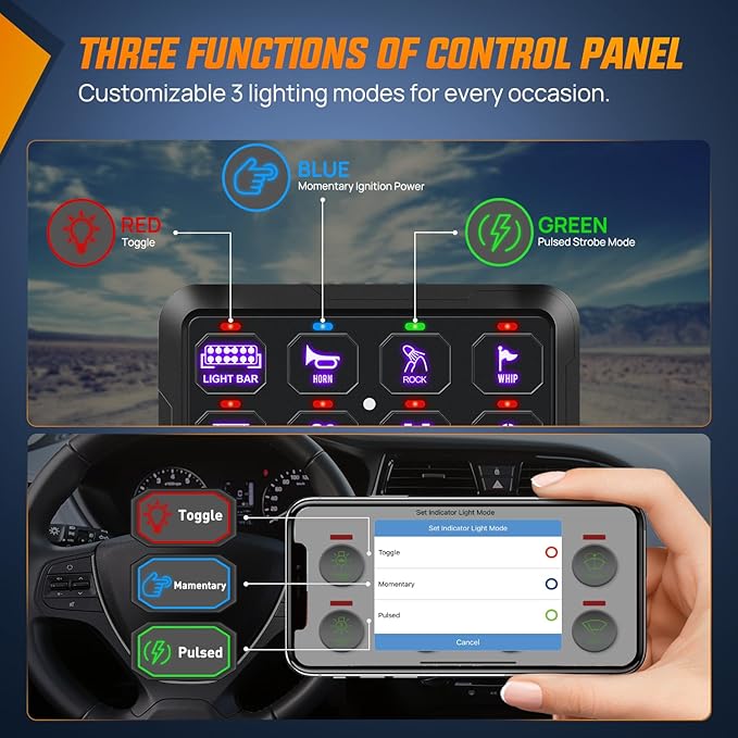 Nilight 12 Gang Switch Panel 12V 24V Universal Circuit Control Relay System with RGB Backlight APP Fuse Wiring Harness Automatic Dimmable ON Off LED Switches Pod for Car Pickup Truck Camper SUV