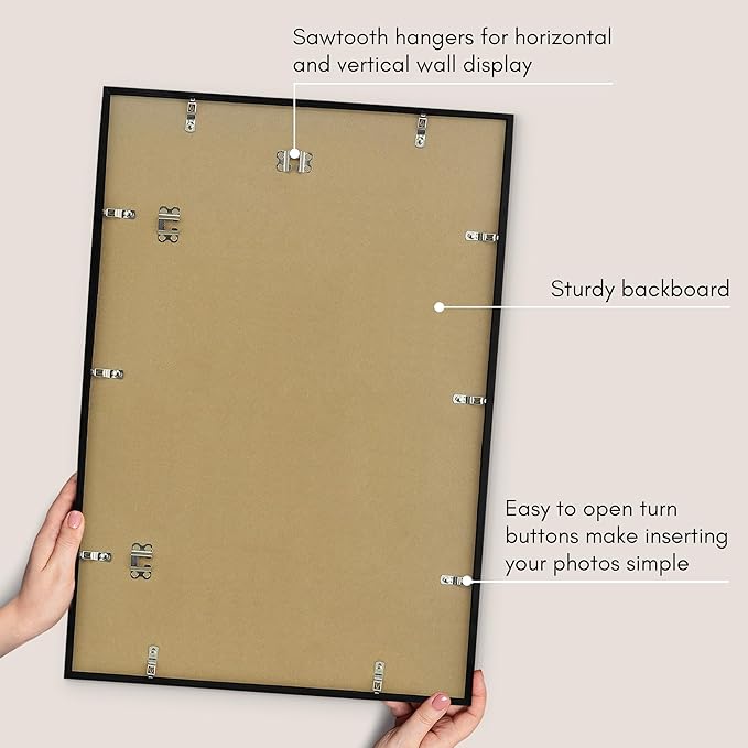 Americanflat 18x26 Poster Frame with Polished Plexiglass - Streamline Collection - Thin Border Picture Frame for Wall Display - Hanging Hardware Included - Black