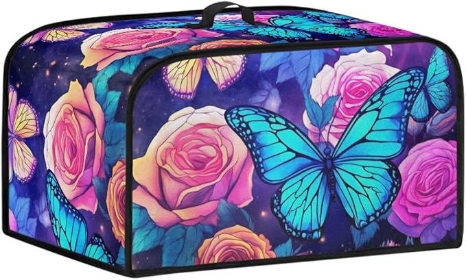 Blue Butterfly Slow Cooker Cover Holder - Dust Cover for Kitchen Appliance - Pockets - Halloween & Holiday Gifts