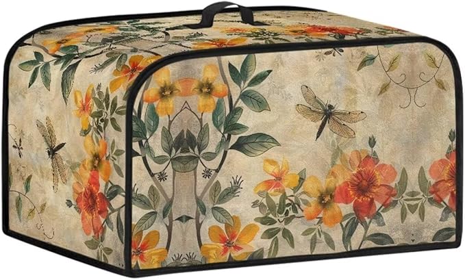 Vintage Flower Slow Cooker Dust Cover Oval 6-8 Qt Dragonfly Crock Pot 6-8 Quart Slow Cooker Cover Dust Cover Fits for Most 6-8 Quart Oval Slow Cooker Convenient