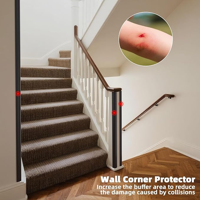 Wall Corner Protector & Edge Guard，Peel and Stick Wall Trim Moulding Inside & Outside Corner Molding Trim Caulk Strip, Self Adhesive Trim for Wall Edge,Ceiling,Countertop, 1.6” W x40’ L，Black