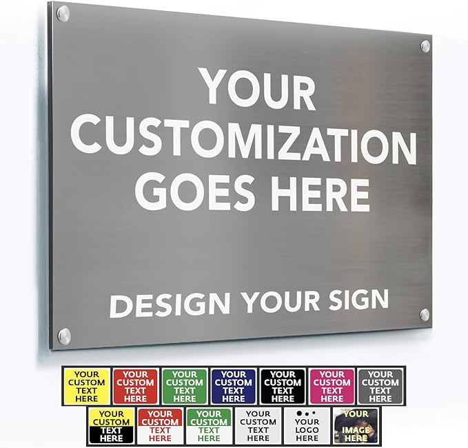 Custom Metal Signs, Personalized Aluminum, Customized Safety, Business Signs, Waterproof Outdoor, White Aluminum (Gray, 30x24 In)