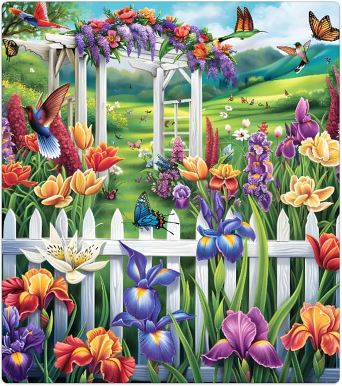 Garden Iris Bird Butterflies Dishwasher Magnet Cover, Reusable Refrigerator Panel Stickers Microwave Front Door Covers Magnets for Kitchen Home Appliances Holiday Party Decorations 23 X 26 in