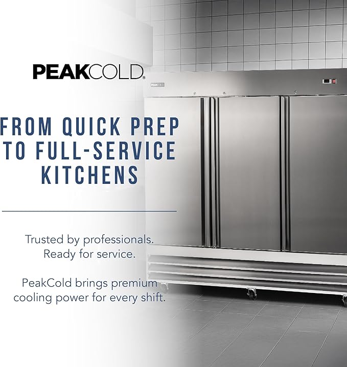 PEAKCOLD 3 Door Commercial Refrigerator - 72 Cubic Ft, 81" Wide Stainless Steel Reach-In Commercial Refrigerator with White Internal Lighting - Freestanding Industrial Fridge