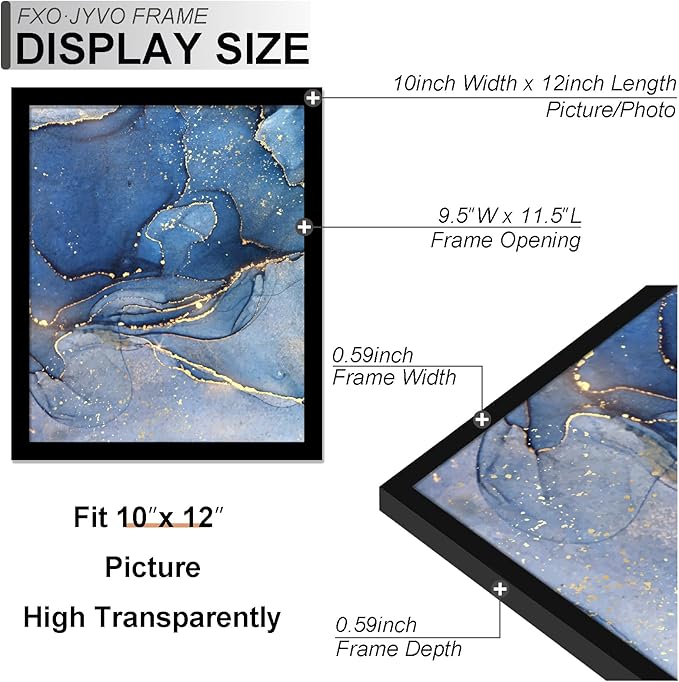 10x12 Picture Frame, Black Frame for 10 x 12 Inch Picture Poster Photo, Light Weight and High Transparent 10 by 12 Frame for Wall - 1 Pack/Black/10 x12