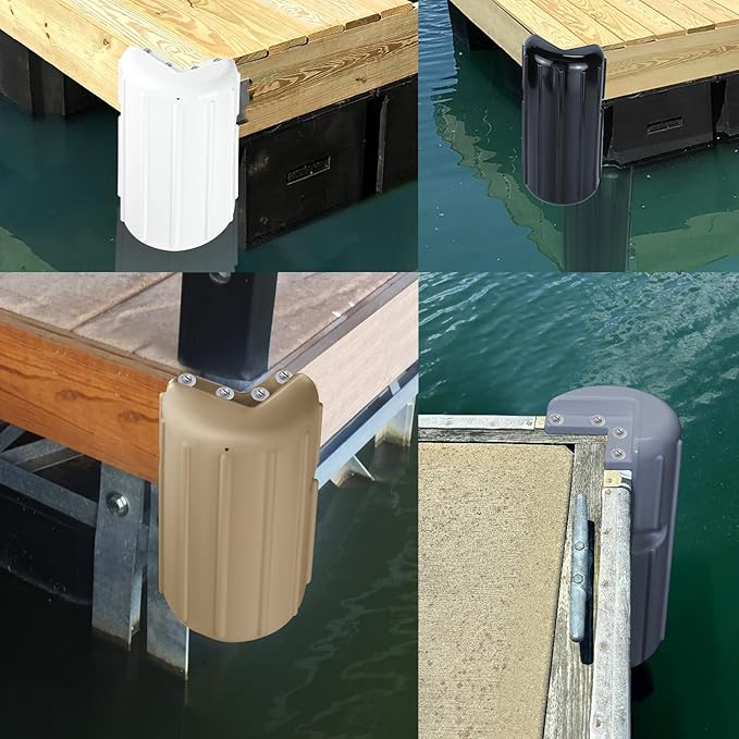 Dock Bumpers Dock Corner Bumper Fender Marine Boat Dock Bumpers for Edge Corner,Inflatable Dock Protection,Soft UV-Resistant Marine-Grade Vinyl,Stainless Steel Mounting Hardware Included,8"x16"