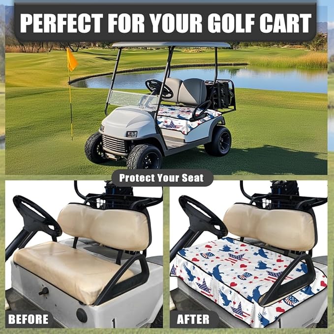 Golf Cart Seat Cushion Cover with Soft Microfiber Surface and Waterproof Layer for Outdoor Golf and Utility Cart Use