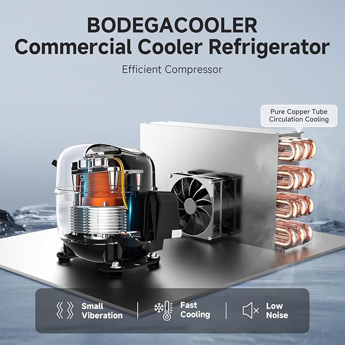 BODEGACOOLER Commercial Merchandiser Refrigerator, 36.8 Cu.Ft Upright Display Beverage Cooler, 2 Glass Door Display Refrigerator with Soft LED Light, Adjustable Shelves, 4 Strong Castors(Black)