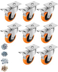 Caster Wheels, 4" Casters Set of 8 Heavy Duty - Dual Pedal Locking Casters with ON/Off Tabs (Easier to Operate), Swivel Plate Caster, No Marks Castor Wheels for Carts Furniture and Workbench