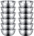 Pinkunn 12 Pcs Stainless Steel Mixing Bowls, Nesting Metal Salad Prep Bowls Bulk Reusable Baking Food Container Large Medium Small for Kitchen Hotel Restaurant Cooking, Silver (12.6 x 4.25 Inch)