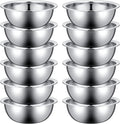 Pinkunn 12 Pcs Stainless Steel Mixing Bowls, Nesting Metal Salad Prep Bowls Bulk Reusable Baking Food Container Large Medium Small for Kitchen Hotel Restaurant Cooking, Silver (8.66 x 3 Inch)