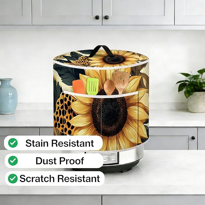 Air Fryer Dust Cover with Top Handle and Storage Bag, Compatible with Rice Cookers, Pressure Cookers, Slow Cookers and Air Fryers, Available in 3-Quart, 6-Quart and 8-Quart Sizes.