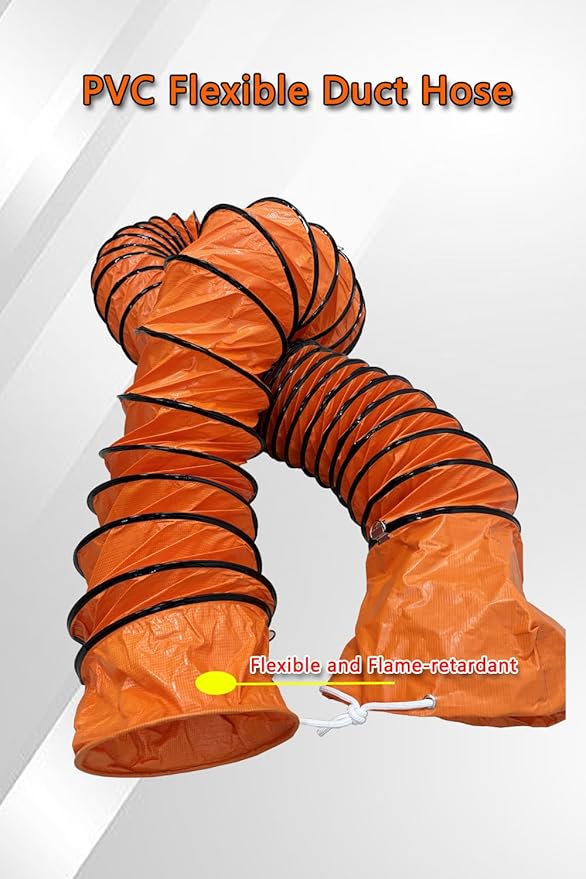 16FT PVC Flexible Duct Hose 10 Inch Duct Hosing with Adjustable Rope for Utility Blower Exhaust Fan Ducting Hose Folding exhaust duct Easy Storage【10 In*16Ft】