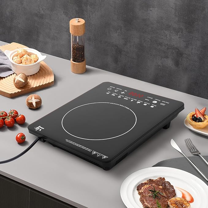 2200W Smart Induction Cooktop, Portable Electric Burner with Touch Panel, 8 Cooking Presets, Adjustable Power & Temp, LCD Display, Auto Pot Detection & Shut-off, 3-Hour Timer for Home & Outdoor Use