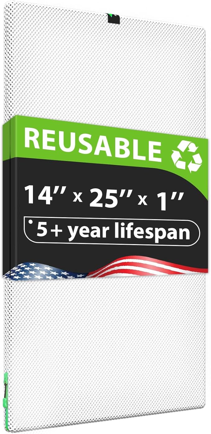 Reair 14x25x1 Air filter, Washable and Reusable Air Filter 14x25x1 for AC HVAC Furnace, MERV 8 Air Filters Machine Washable & Dryer Friendly, AC Furnace Air Filter