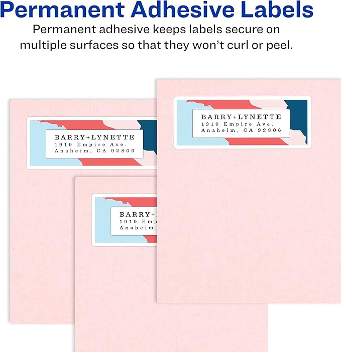 Avery Easy Peel Printable Address Labels with Sure Feed, 1" x 2-5/8", White, 300 Blank Mailing Labels (18160) (Pack of 2)