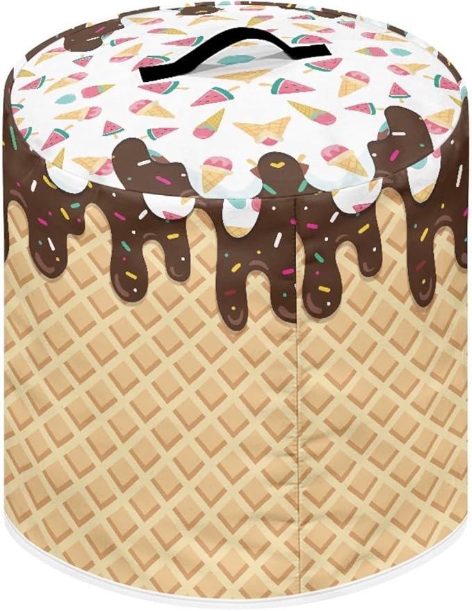 Xoenoiee Chocolate Ice Cream Pattern Pressure Cooker Cover for 8 qt Instant Pot, Kitchen Appliance Dust Cover with Pockets for Rice Cooker Air Fryer Slow Cooker