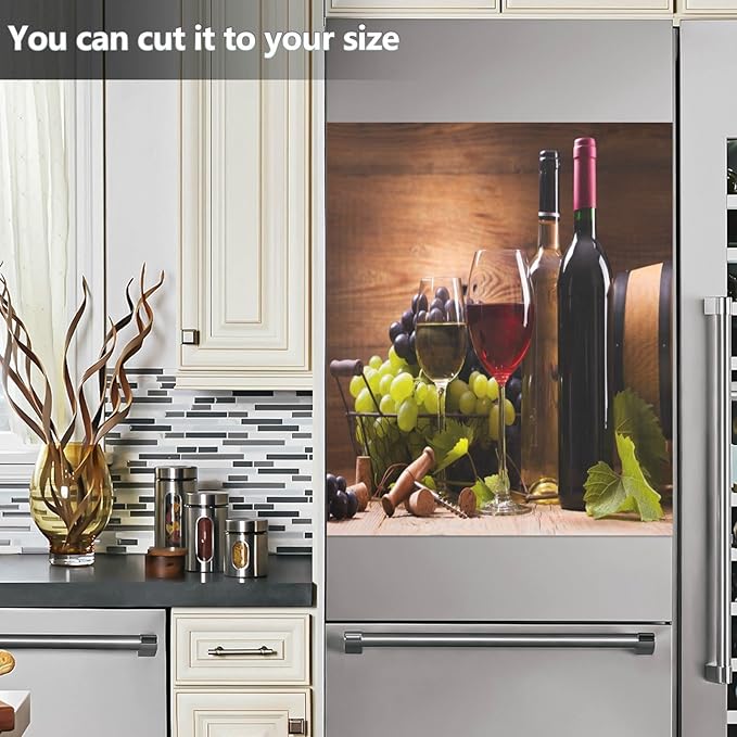 Dishwasher Magnet Cover Red Wine Grapes Wooden Magnetic Refrigerator Sticker Decorative Front Door Vinyl Panel Cabinet Decal Fridge Appliance