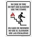 in Case of Fire Do Not Use Elevator Use The Stairs Bilingual Sign, Fire Safety Sign, 10x14 Inches, 55 mil Thick HDPE (high Density polyethylene), Made in USA
