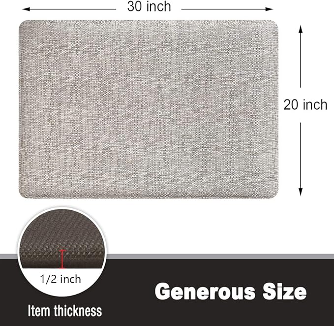 Kitchen Anti Fatigue Floor Comfort Mats for Standing Desk Garages (20X30X1/2-Inch, Sand)