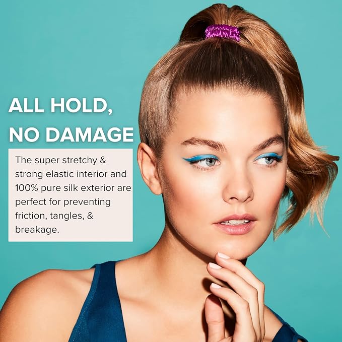 SILKE Hair Ties - Cleopatra | 100% Luxurious Silk Scrunchies (6 Pack) | Gentle on Hair, All Hold, No Damage | Ideal for All Hair Types & Styles