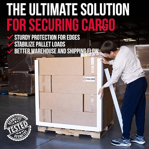 Extra-Wide 48" x 3" x 3" Reinforced Cardboard Edge Protectors (Pallet of 1290) – 0.225" Heavy-Duty Thickness – Cardboard Edge Protectors for Shipping – American Quality Pallet Edge Protector