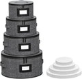 Aokeyee 4-Piece Plate Storage Box, Hard Shell Storage Containers with 48 Soft Dividers for Saucer, Dessert, Salad & Dinner Plates, Sturdy Quilted Stackable Dish Organizer for Moving & Protection, Grey