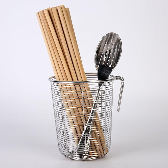 Donxote 2-Piece Stainless Steel Dishwasher Cutlery Basket Set, Utensil Drying Rack & Kitchen Organizer for Cleaning, Drying, and Storing Small Items like Chopsticks, Straws, and Baby Pacifiers