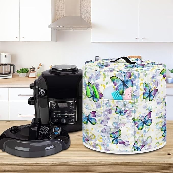Fashion Butterfly Fryer Dust Covers for 3Qt Instant Pot Small Appliance Covers Hand Washable Dust Resistant Gifts for Kitchen Decor Living Room Slow Cooker Cover M