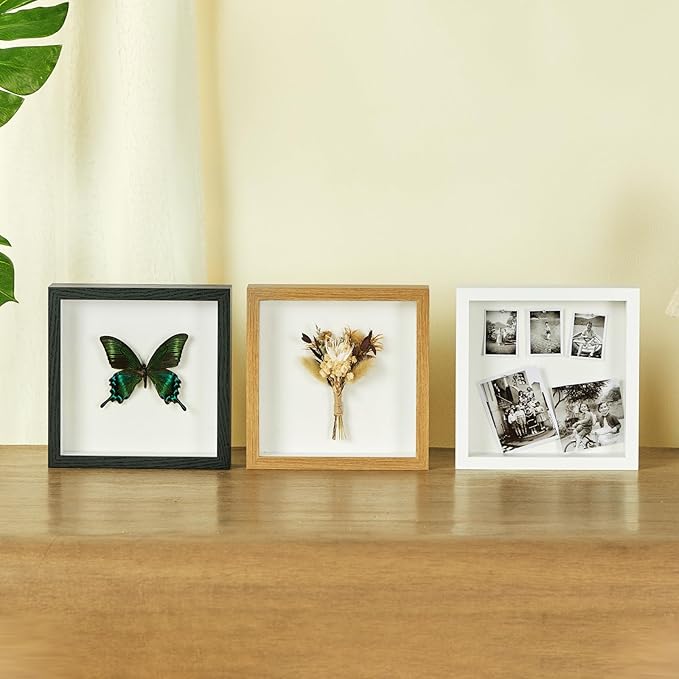 8x8 Shadow Box Display Case Picture Frame with Soft Linen Back,Large Deep Black Shadow Box 8x8 for Flowers Medal Display Case Jersey pet Graduation Memorabilia Baby Ltems Crafts Photos